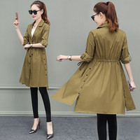 堡晟 2019秋季新款女装新品风衣女中长款休闲韩版修身收腰外套 zx1AF04-861 卡其色 S