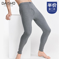 袋鼠（DaiShu）秋裤男士单件纯棉打底棉毛秋衣秋裤薄款保暖裤 深麻灰 XL(175/100)