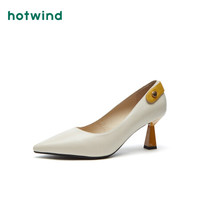 热风HotwindH04W9505小清新女士浅口尖头细高跟鞋 03米色 39