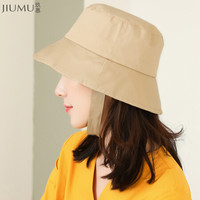 玖慕(JIUMU)遮阳帽渔夫帽女夏季户外海边沙滩帽防紫外线防晒帽太阳帽凉帽韩版潮文艺帽子女 CW008卡其色