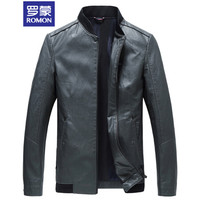罗蒙(ROMON)仿皮皮衣男2019秋季新款潮流时尚休闲修身立领皮夹克外套男 8JK981805 灰色 170/M
