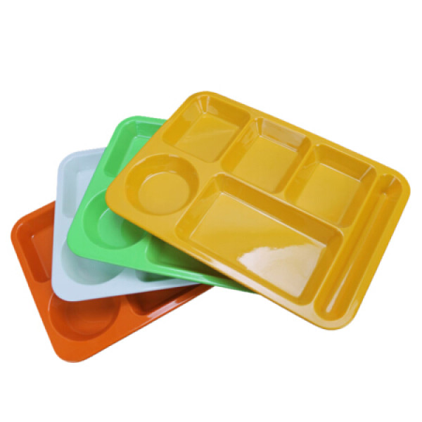 商品瓦图watu 厨房用品 彩色加厚六格快餐盘 食堂饭堂工厂塑料多格分