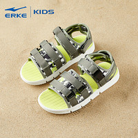 鸿星尔克（ERKE）儿童凉鞋男童鞋大童沙滩鞋 63119206076 箐灰/酸橙绿 39码