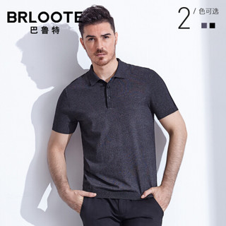 Brloote/巴鲁特男士POLO衫商务休闲纯色翻领微弹修身短袖T恤衫 2019夏装新品  深灰 175/96A