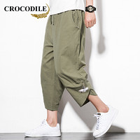 鳄鱼恤（CROCODILE）短裤 男士2019夏季新款时尚潮流休闲阔腿裤 4103-M76 军绿色 M