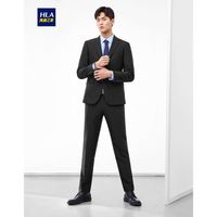 HLA海澜之家修身仿毛套装男2019秋季新品平驳领商务绅士套西HTXAD3R053A黑色(53)185/104B (52B) cz
