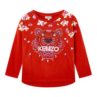 KENZO KIDS 高田贤三 奢侈品童装 19秋冬新款 女童红色棉质虎头印花长袖T恤 KP10198 38 6A/6岁/116cm