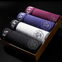 七匹狼男士内裤男平角裤狼头印花短裤头休闲四角裤 4条盒装 XL(175/90)