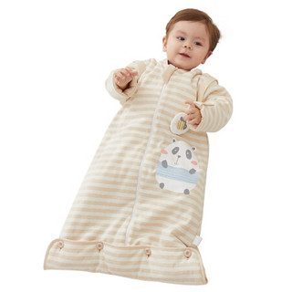 威尔贝鲁（WELLBER）婴儿睡袋儿童防踢被宝宝可脱袖信封式成长睡袋秋冬加厚棉蜜蜂熊猫90cm