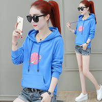 AUDDE 2019秋季新款女装新品慵懒卫衣女薄款韩版宽松套头t恤休闲学生上衣潮 HZ4140-9333 蓝色 3XL