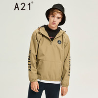 A21 秋季男装时尚风衣撞色字母印花防风衣潮男上衣大兜连帽 4831110000 深卡其 170/84A/M