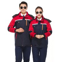 劳博士(LABORS)秋冬工作服 劳保汽修反光工程服 加棉加厚棉衣裤 藏蓝配红套装 180