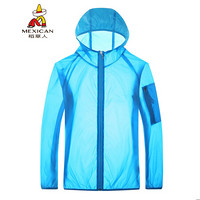 稻草人(MEXICAN)防晒衣皮肤衣男女情侣款春夏超薄透气户外防晒服 蓝色无系带 M