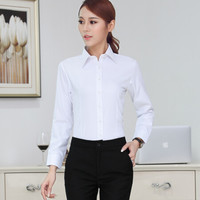 AUDDE 2019秋季新款女装新品衬衫女白色男士长袖衬衫白领行政工作服修身白衬衣 AAAGDJR05 女白色 XL