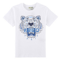 KENZO KIDS 高田贤三 奢侈品童装 男童白色棉质蓝色虎头印花T恤 KN10738 01P 2A/2岁/86cm