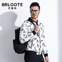 Brloote/巴鲁特LOVE主题印花夹克男青年2019春装新款棒球领时尚潮外套 白色 175/96A