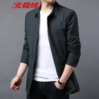 北极绒(Bejirong)风衣男 2019新款秋冬男士韩版商务休闲中长款时尚风衣潮男QT2020-1-J1826 墨绿色 185/96A