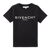 GIVENCHY KIDS 纪梵希 奢侈品童装 男童黑色棉质短袖T恤 H25094 09B 12A/12岁/150cm