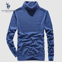 U.S.POLO ASSN. 羊毛衫男 2019秋冬新品时尚商务休闲百搭毛衣半高领纯色修身保暖男装 6194115109 花海蓝 46