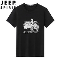 吉普 JEEP 短袖t恤男2019夏季新品纯色基础款上衣中青年打底衫圆领衣服半袖体恤男QM6066 黑色 M