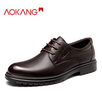 奥康（Aokang）圆头舒适系带简约日常男士商务正装皮鞋193211051棕色40码