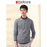 红豆（Hodo）男装 羊毛衫男 时尚套头圆领花纱多色男士羊毛衫 S1灰色 105