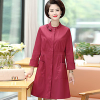 BANDALY 2019秋季新品女装风衣女气质阔太太韩版系带高腰宽松中长款外套 JXALYY013 紫红色 5XL