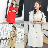 沫欣 风衣女2019秋冬新品学生时尚个性百搭宽松工装中长款休闲风衣外套 GZRWQ8720 黑色 XXL