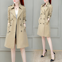堡晟 2019秋装新款女装新品风衣女小个子英伦风中长款外套外衣潮 HZ520-19156 卡其色 XL