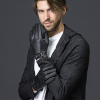 百尚意特（BAISHANGYITE） 皮手套男士 冬季保暖薄款开车皮手套 户外骑行防滑网眼 M8-2 黑色 M