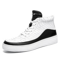 高尔夫(GOLF)男靴中青年头层牛皮耐磨时尚龙鳞激光工艺百搭休闲高帮鞋GM1809274 白色 41
