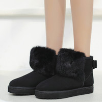 卡帝乐鳄鱼 CARTELO 雪地靴女时尚休闲搭扣兔毛棉鞋韩版套脚加绒保暖潮流 KDLYP8018 黑色 40
