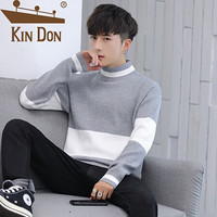 金盾（KIN DON）针织衫 男2019秋冬新款圆领宽松休闲毛衣青年半高领衣服 1014SW93 灰色 XXL