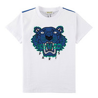 KENZO KIDS 高田贤三 奢侈品童装 男童白色棉质虎头刺绣T恤 KN10708 01 8A/8岁/128cm