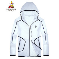 稻草人 MEXICAN 防晒衣服男19夏男式外套超薄透气皮肤衣轻薄连帽旅行风衣外套 白色 4XL