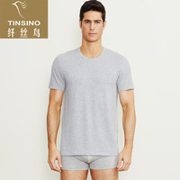 纤丝鸟TINSINO竹棉男士半袖衫春夏圆领速干网眼亲肤透气运动T恤单条装 麻灰色 XL(180/105)