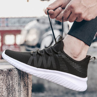双星 Double Star秋季新款男鞋休闲鞋子男士时尚百搭飞织网面运动鞋透气轻跑步鞋982138黑白39