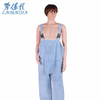劳保佳 牛皮电焊防护服 工作服 焊工 焊接 隔热 防火花飞溅 防烫保护衣 电焊工专用衣 全皮背带裤 蓝色 L