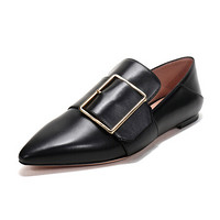 BALLY 巴利 女士黑色皮质平底鞋 HAMELIA FLAT 500 6225680 5.5/38.5码