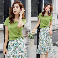 BANDALY 蹦跶狸 夏季女装新款半身裙女牛油果绿裙子两件套很仙的法国小众桔梗裙 HZ3065-2989 绿色 M