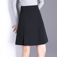 一塘晨秋装新款女韩版通勤气质简约显瘦收腰A字短款半身裙 S93R4901BA10XL 黑色 XL