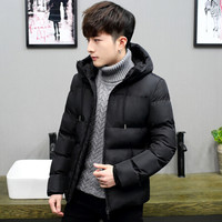 富铤(FORTEI)棉服男棉衣加厚2019秋冬新款时尚韩版潮流修身连帽保暖舒适棉袄男外套 999 黑色 2XL