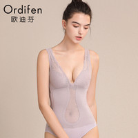 欧迪芬 2019新品女士内衣产后收腹塑身蕾丝背心美体塑形紧身束身衣 XE8102 雾紫灰 L