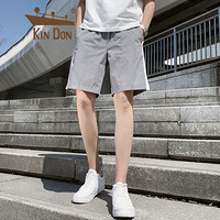 金盾 KIN DON 短裤男士 2019夏季新品青年男士运动休闲简约中腰直筒沙滩裤五分裤短裤男 YF-567 浅灰 2XL