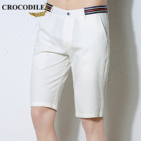 鳄鱼恤（CROCODILE）短裤 男士2019夏季新款时尚商务休闲修身短裤 D309-1788 白色 32码