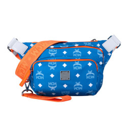 MCM 女士蓝色织物印logo腰包斜挎包两用 MUZ9SRA07HI001