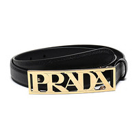 PRADA 普拉达 女士黑色牛皮板扣式皮带腰带 1CC267 053 F0002 90cm