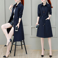 堡晟 2019秋季新款女装新品风衣女流行气质女神中长款外套潮 HZ520-19137 藏蓝色 2XL