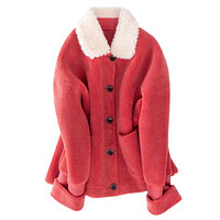 BANDALY 2019秋冬季新品女装毛呢大衣女皮草外套羊剪绒大衣颗粒绒 GZHB999650 橡皮粉 XXL