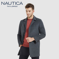 诺帝卡 NAUTICA  2019秋冬季新品商务休闲韩版中长款平驳领绅士羊毛大衣 NDY96017 灰色 52(180/96A)